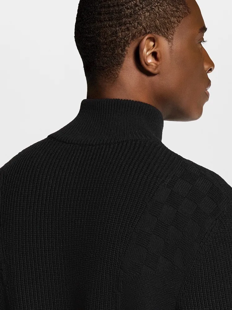 Louis Vuitton/Louis Vuitton Damier cable half-zip turtleneck sweater